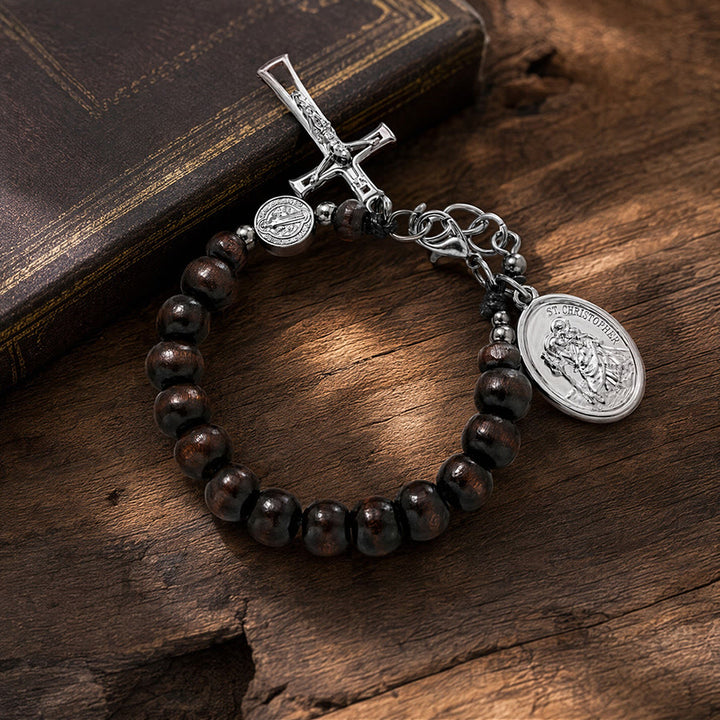 Christianartworkshop Natural Wood Bead St. Christopher Rosary Bracelet: Emblem of Safe Voyage Heavenly Protection - image 22