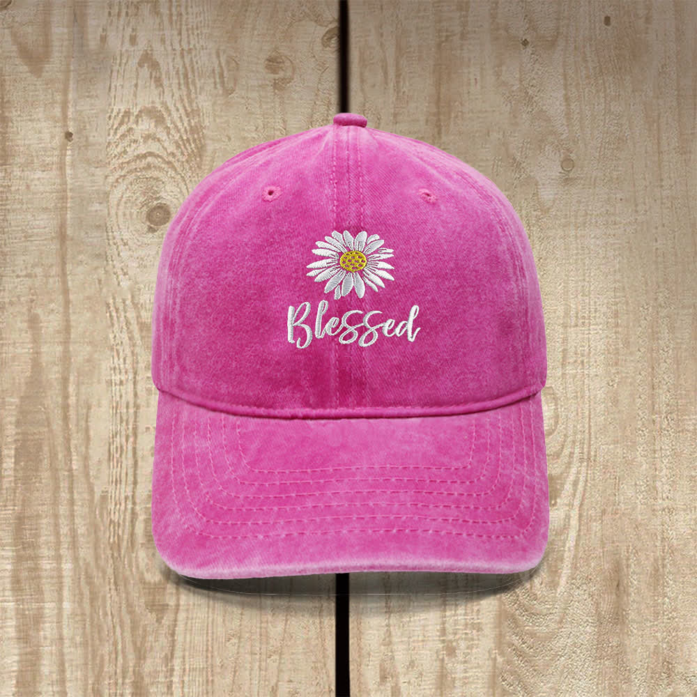 Christianartworkshop Blessed Daisy Floral Embroidered Classic Casual Hat - Rose - image 7