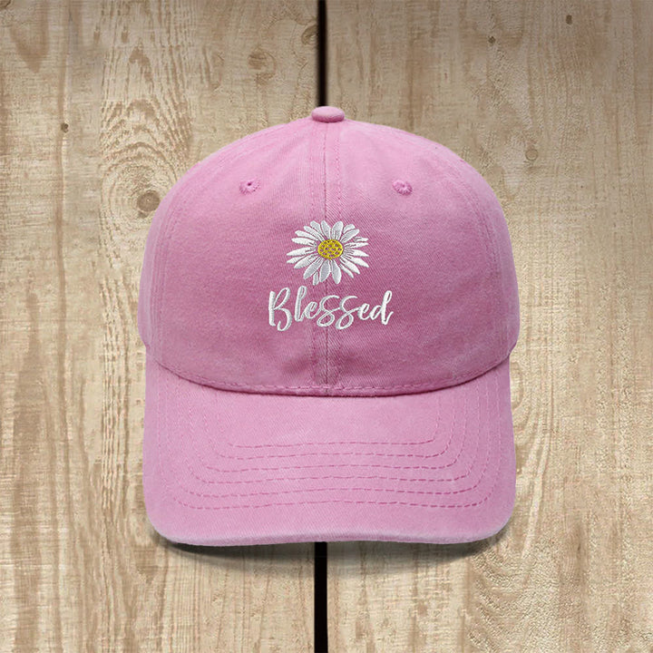 Christianartworkshop Blessed Daisy Floral Embroidered Classic Casual Hat - Pink - image 6