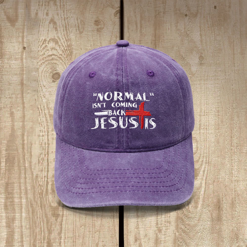 Christianartworkshop Normal Isn't Coming Back Jesus Is Cross Letter Embroidered Classic Casual Hat - Purple - image 7
