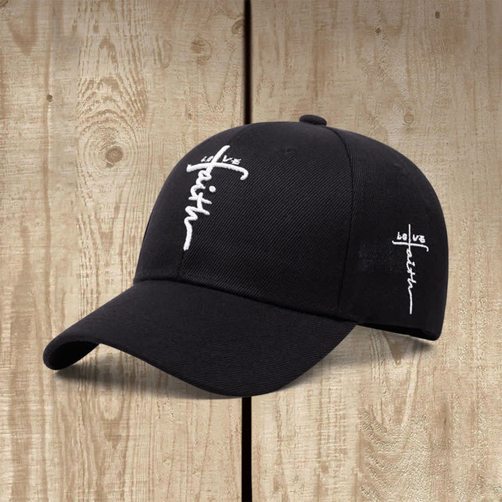 Christianartworkshop Faith Love Cross Cursive Letter Embroidered Classic Casual Hat - image 1