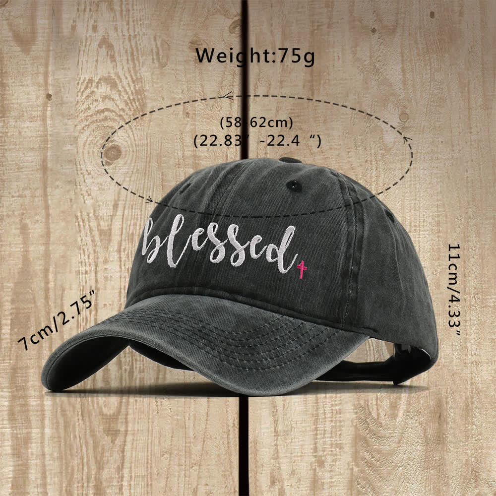 Christianartworkshop Blessed Cursive Letter Small Cross Embroidered Classic Casual Hat - image 5