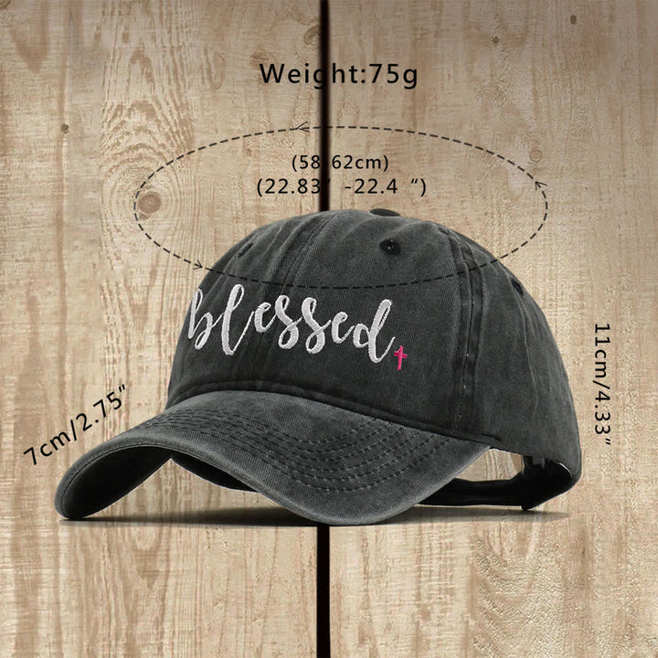 Christianartworkshop Blessed Cursive Letter Small Cross Embroidered Classic Casual Hat - image 5
