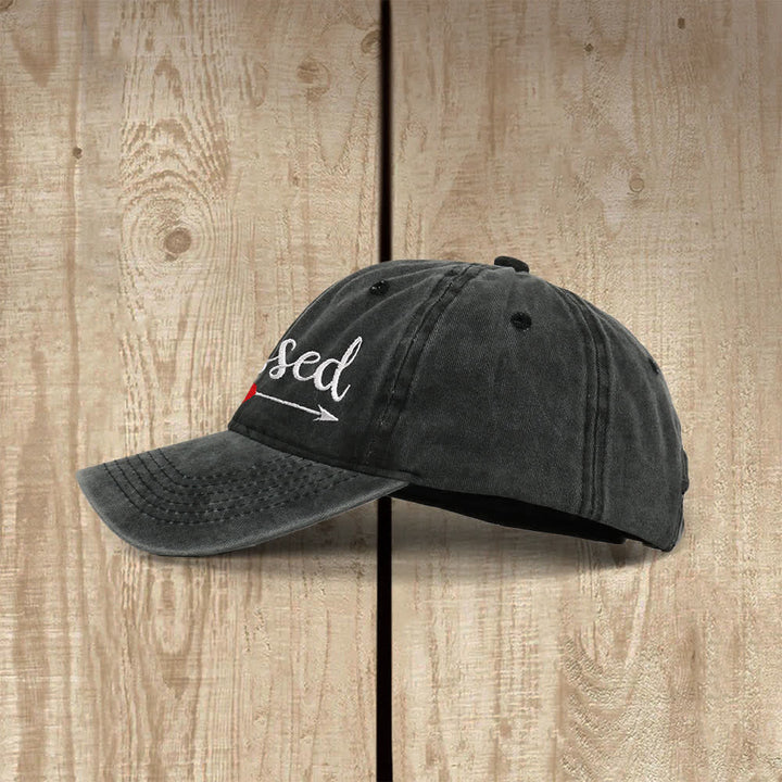 Christianartworkshop Blessed Arrow Heart Cursive Letter Embroidered Classic Casual Hat - image 3