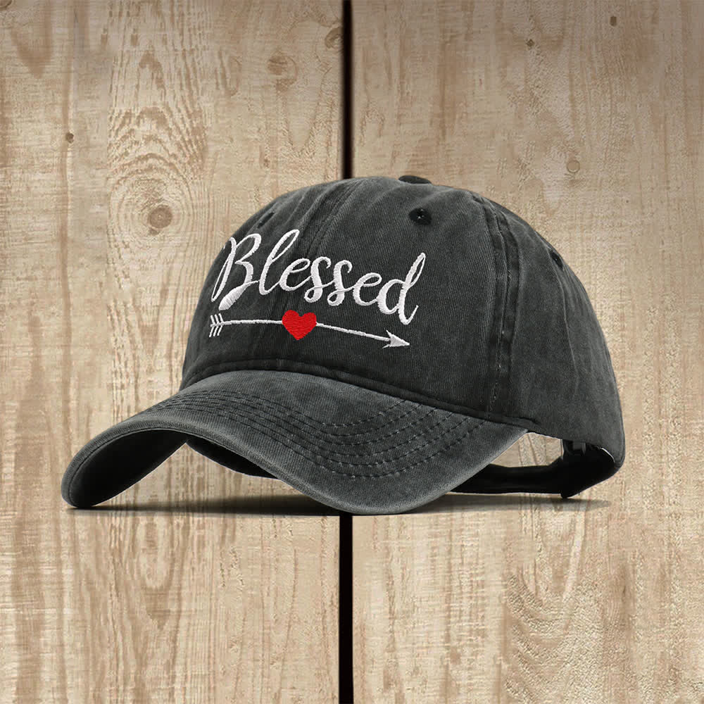 Christianartworkshop Blessed Arrow Heart Cursive Letter Embroidered Classic Casual Hat - image 2