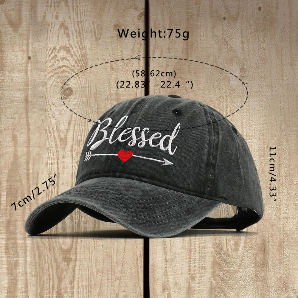 Christianartworkshop Blessed Arrow Heart Cursive Letter Embroidered Classic Casual Hat - image 5