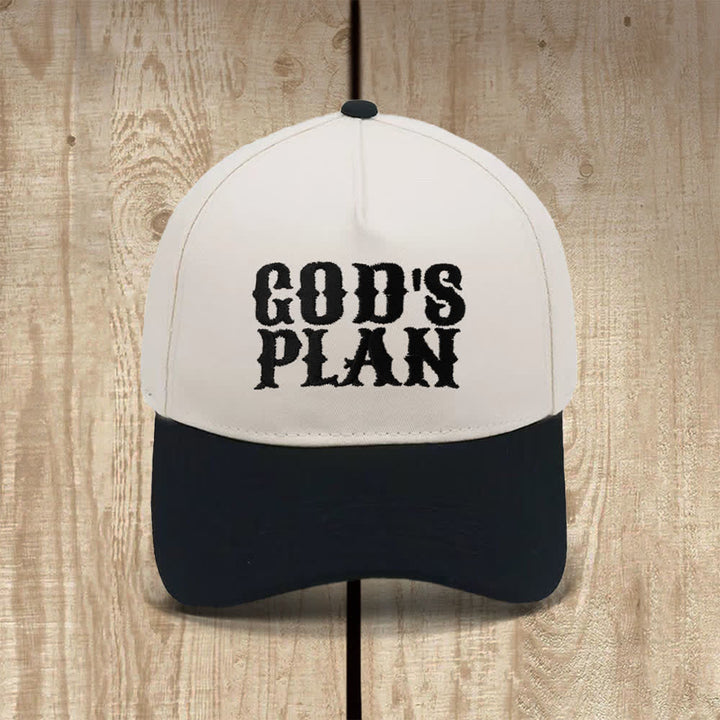Christianartworkshop God's Plan Bold Letter Print Classic Casual Hat - Black - image 0