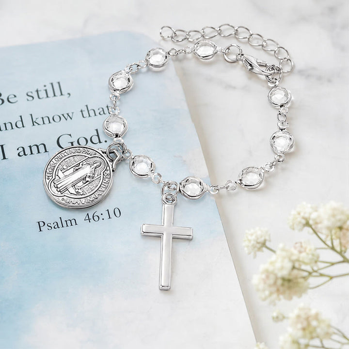 Christianartworkshop Portable Devotional Wrist Rosary With St. Benedict Charm: Vessel of Steadfast Blessed Protection - image 1