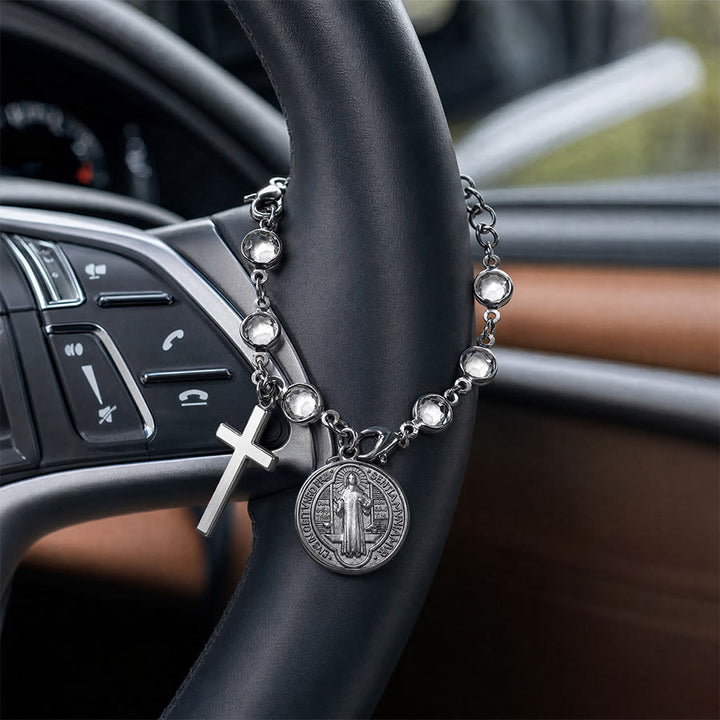 Christianartworkshop Portable Devotional Wrist Rosary With St. Benedict Charm: Vessel of Steadfast Blessed Protection - Metallic - image 14