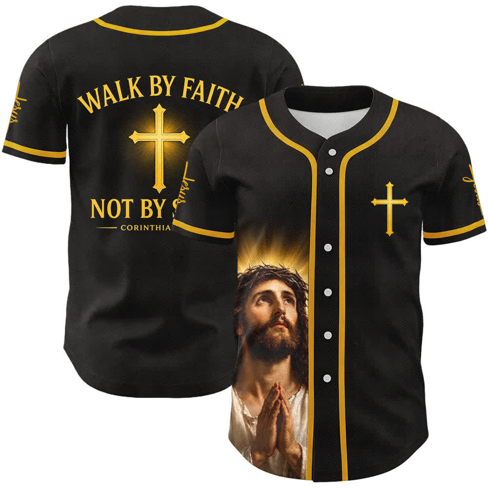 Christianartworkshop Walk By Faith Not By Sight Jesus Cross Unisex Baseball Jersey - Walk By Faith Not By Sight - 5XL - image 0