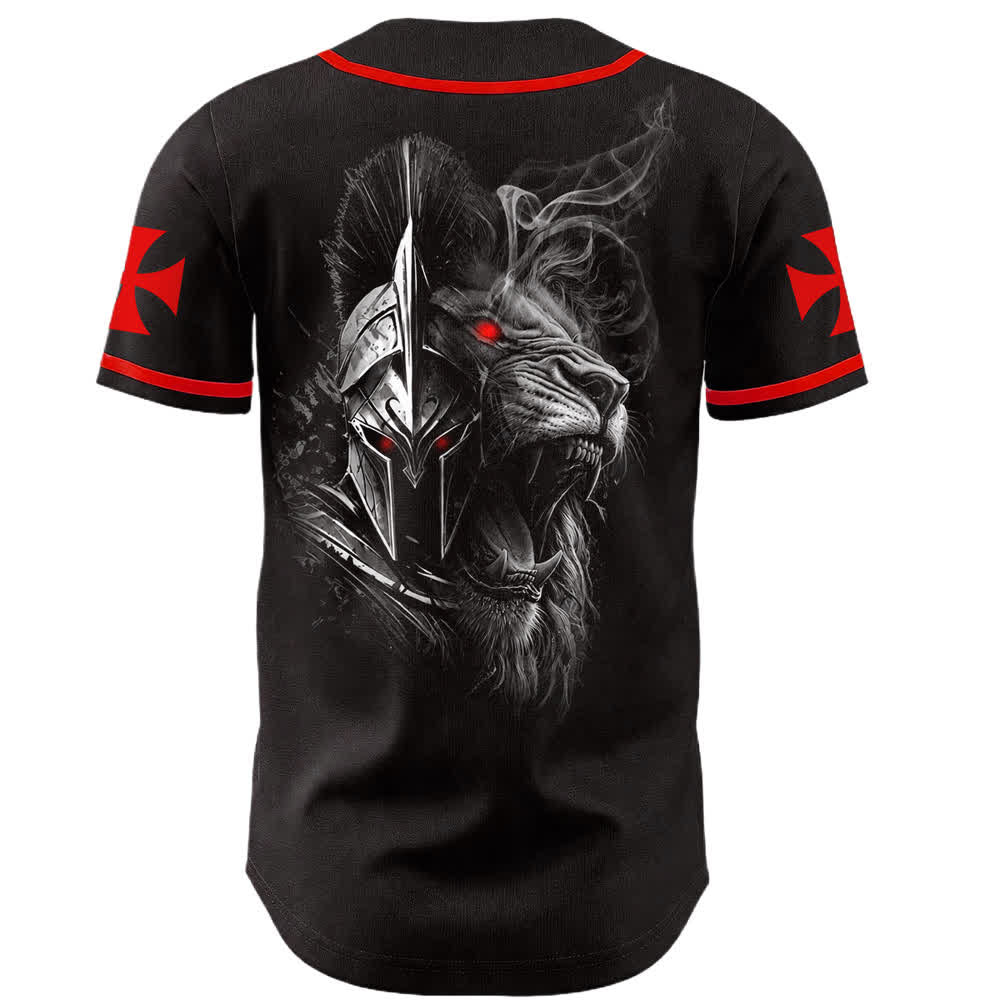 Christianartworkshop Jesus Spartan Warrior Lion 3 Nails 1 Cross Unisex Baseball Jersey - image 1
