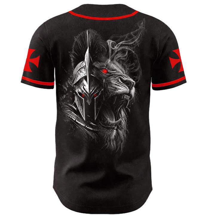 Christianartworkshop Jesus Spartan Warrior Lion 3 Nails 1 Cross Unisex Baseball Jersey - image 1