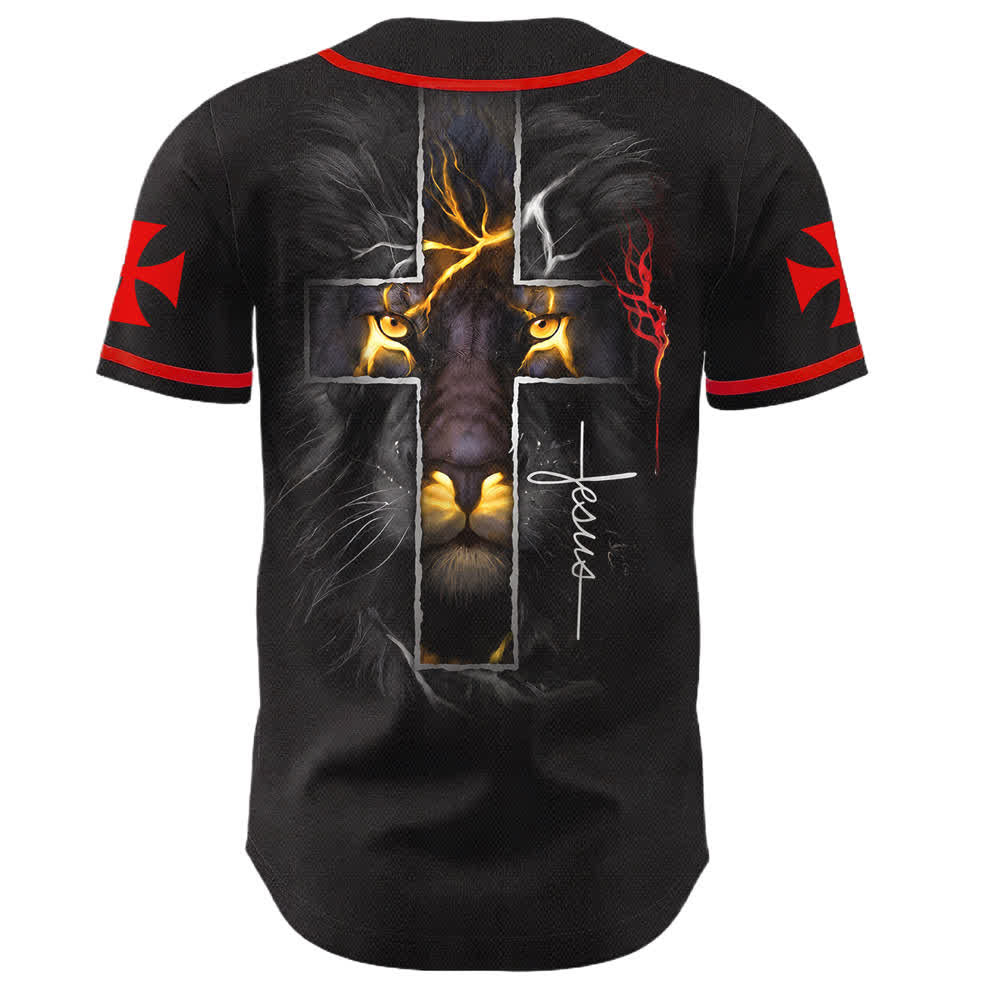 Christianartworkshop Jesus Lion Of Judah 3 Nails 1 Cross Unisex Baseball Jersey - image 2