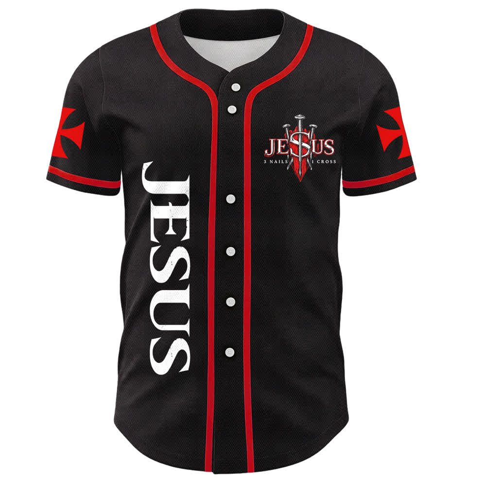 Christianartworkshop Jesus Lion Of Judah 3 Nails 1 Cross Unisex Baseball Jersey - image 1