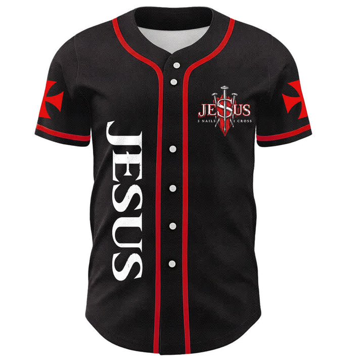 Christianartworkshop Jesus Lion Of Judah 3 Nails 1 Cross Unisex Baseball Jersey - image 1