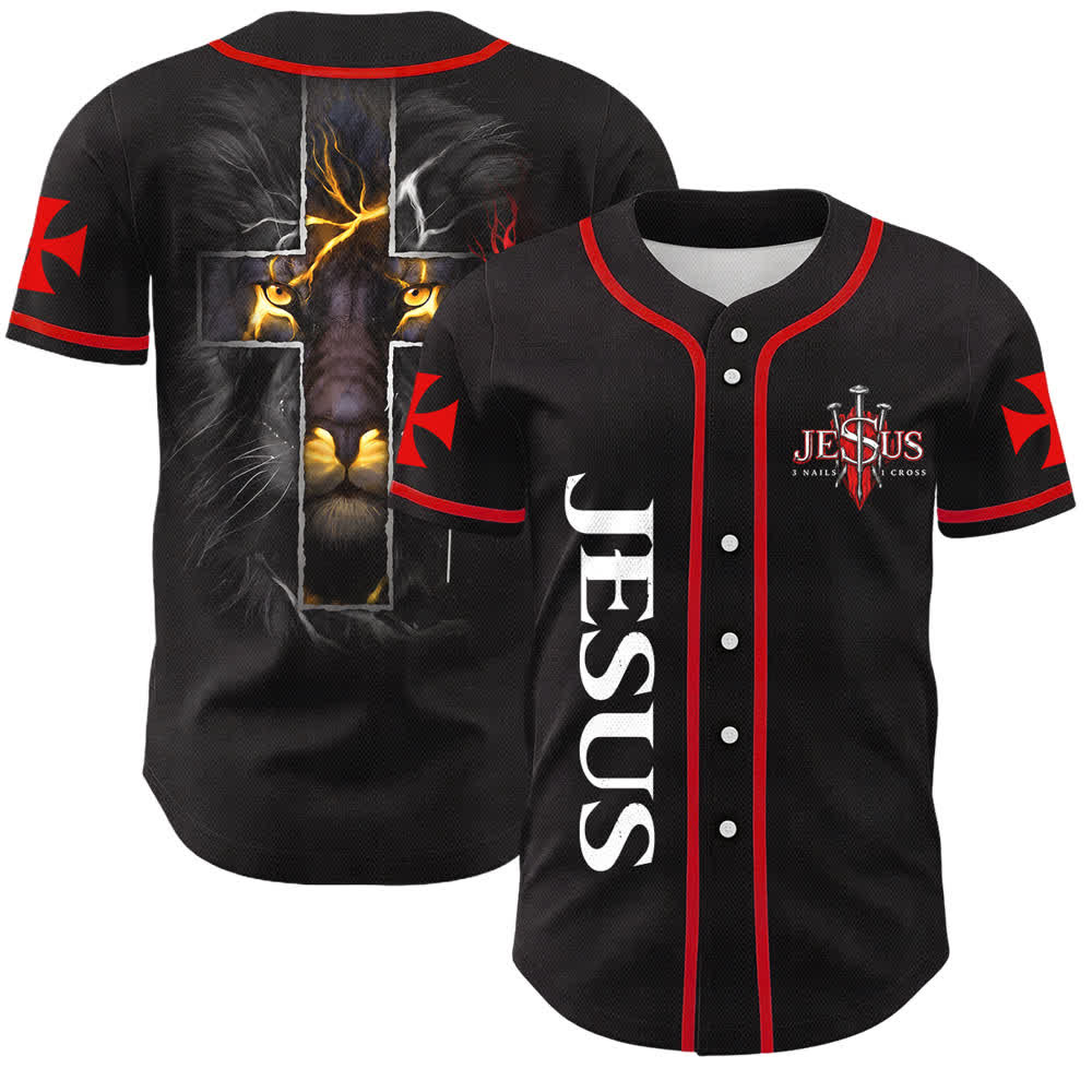 Christianartworkshop Jesus Lion Of Judah 3 Nails 1 Cross Unisex Baseball Jersey - Jesus Lion Of Judah - 5XL - image 0