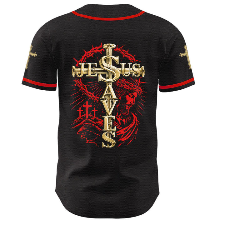 Christianartworkshop Faith Over Fear Jesus Saves Thorn Cross Unisex Baseball Jersey - image 4
