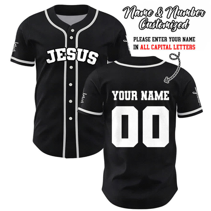 Christianartworkshop Classic Jesus Personalized Sportswear Unisex Custom Baseball Jersey - Black - 5XL - Name & Number Customized - image 0