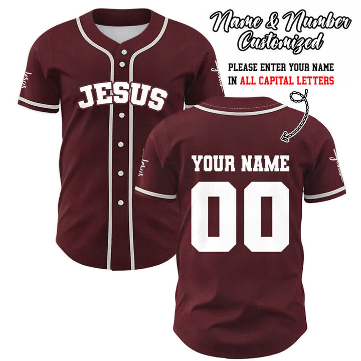 Christianartworkshop Classic Jesus Personalized Sportswear Unisex Custom Baseball Jersey - Wine - 5XL - Name & Number Customized - image 24