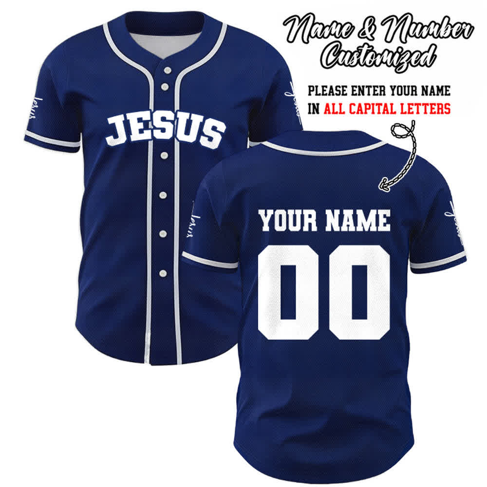 Christianartworkshop Classic Jesus Personalized Sportswear Unisex Custom Baseball Jersey - Navy Blue - 5XL - Name & Number Customized - image 40