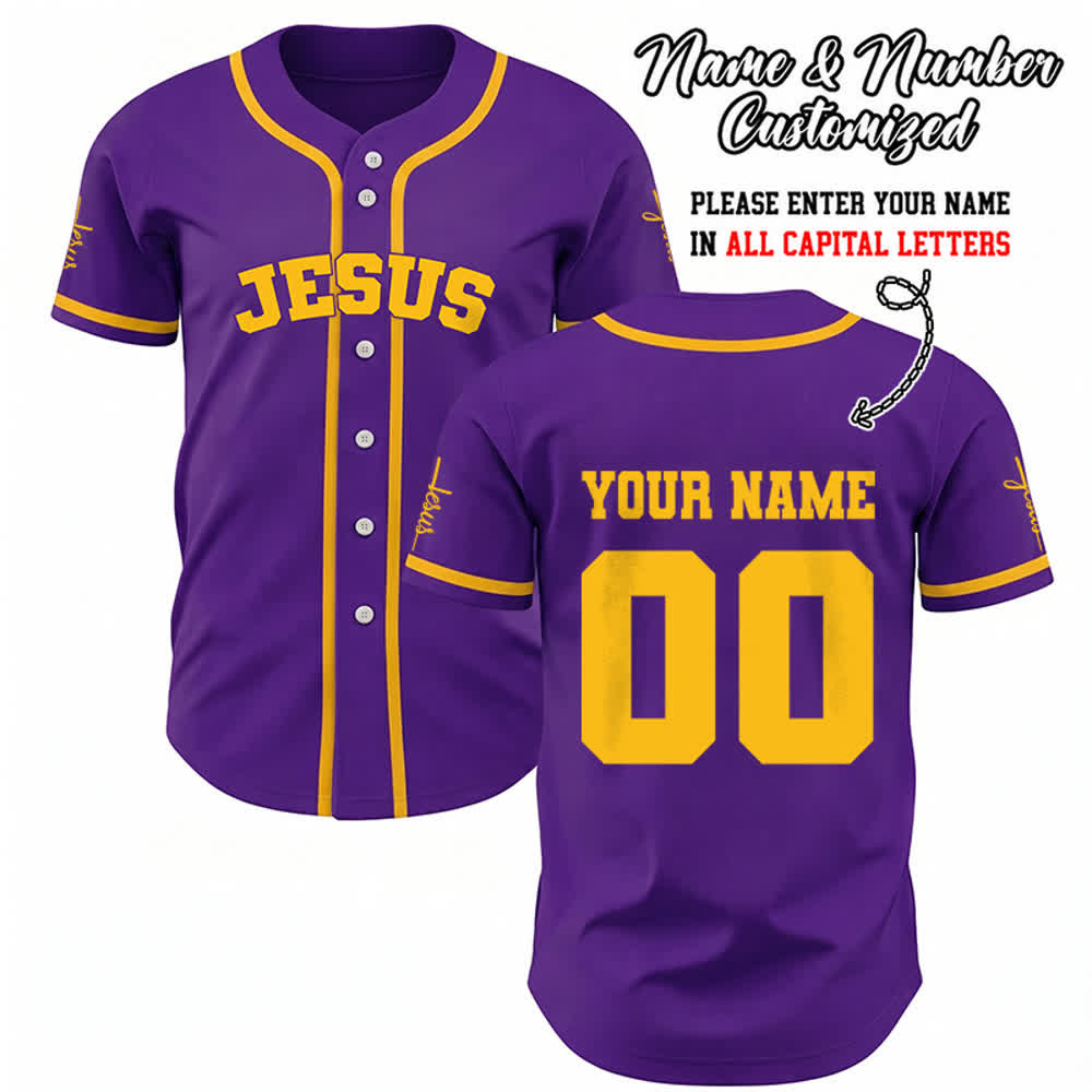 Christianartworkshop Classic Jesus Personalized Sportswear Unisex Custom Baseball Jersey - Purple - 5XL - Name & Number Customized - image 64