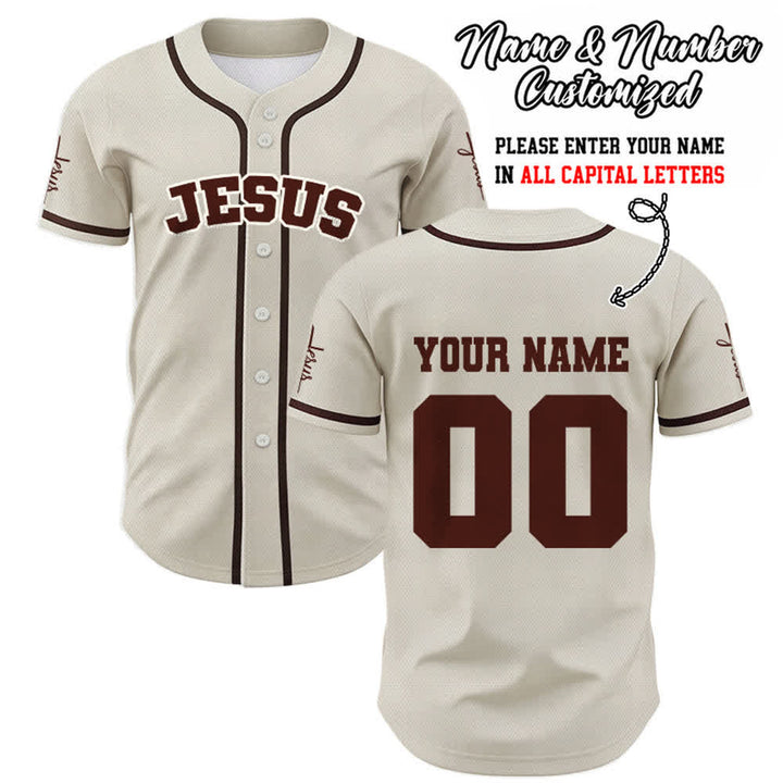 Christianartworkshop Classic Jesus Personalized Sportswear Unisex Custom Baseball Jersey - Apricot - 5XL - Name & Number Customized - image 56