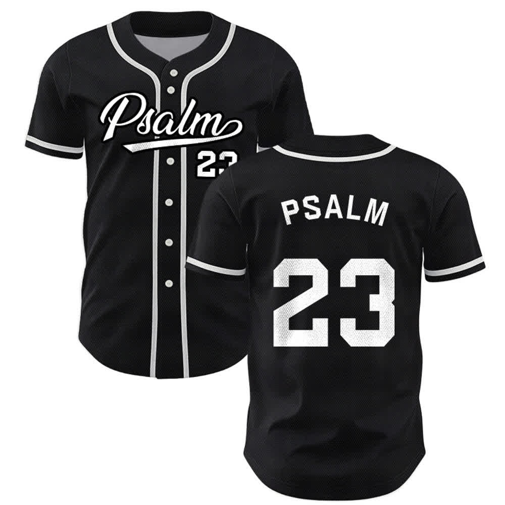 Christianartworkshop Retro Sport Style Psalm 23 Unisex Baseball Jersey - Black - 5XL - image 14