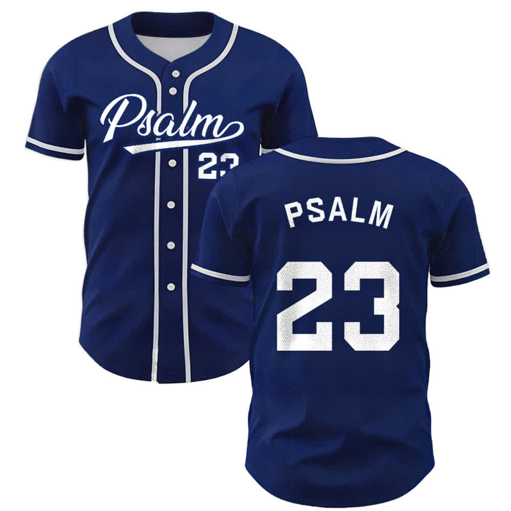 Christianartworkshop Retro Sport Style Psalm 23 Unisex Baseball Jersey - Navy Blue - 5XL - image 0