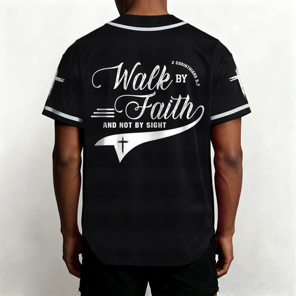 Christianartworkshop 2 Corinthians 5:7 “Walk By Faith And Not By Sight” Cross Statement Baseball Jersey - image 20