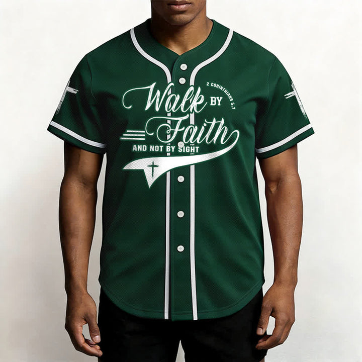 Christianartworkshop 2 Corinthians 5:7 “Walk By Faith And Not By Sight” Cross Statement Baseball Jersey - image 54