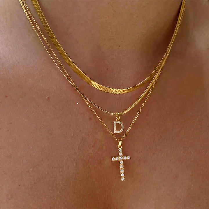 Christianartworkshop Sparkle Crystal Layered Initial Cross Necklace: Token of Personal Heavenly Grace - D - image 5