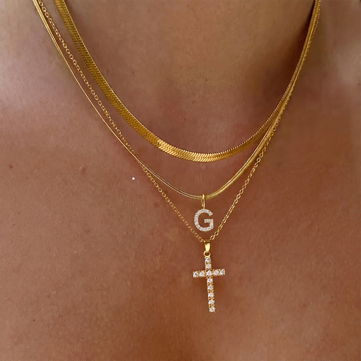 Christianartworkshop Sparkle Crystal Layered Initial Cross Necklace: Token of Personal Heavenly Grace - G - image 8