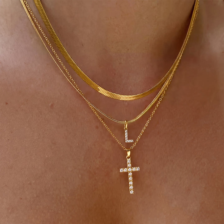 Christianartworkshop Sparkle Crystal Layered Initial Cross Necklace: Token of Personal Heavenly Grace - L - image 13
