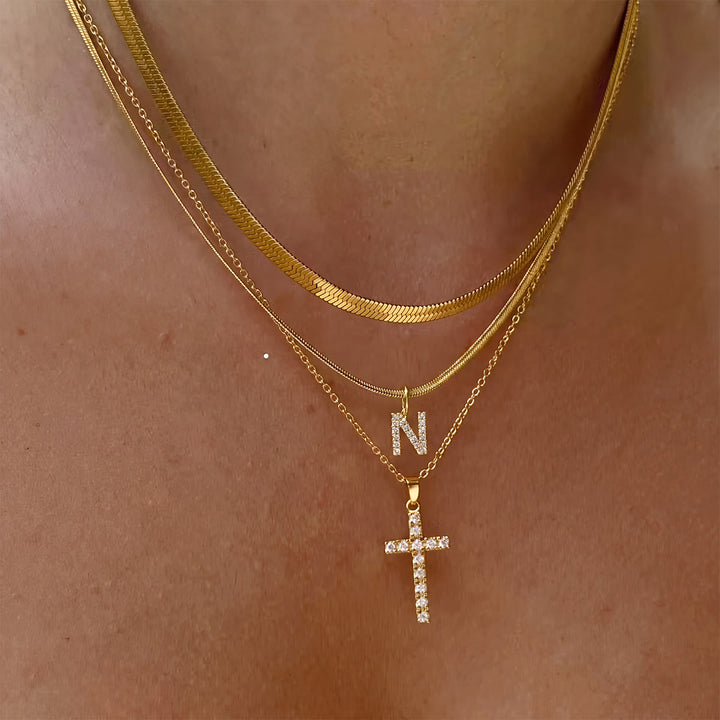 Christianartworkshop Sparkle Crystal Layered Initial Cross Necklace: Token of Personal Heavenly Grace - N - image 15
