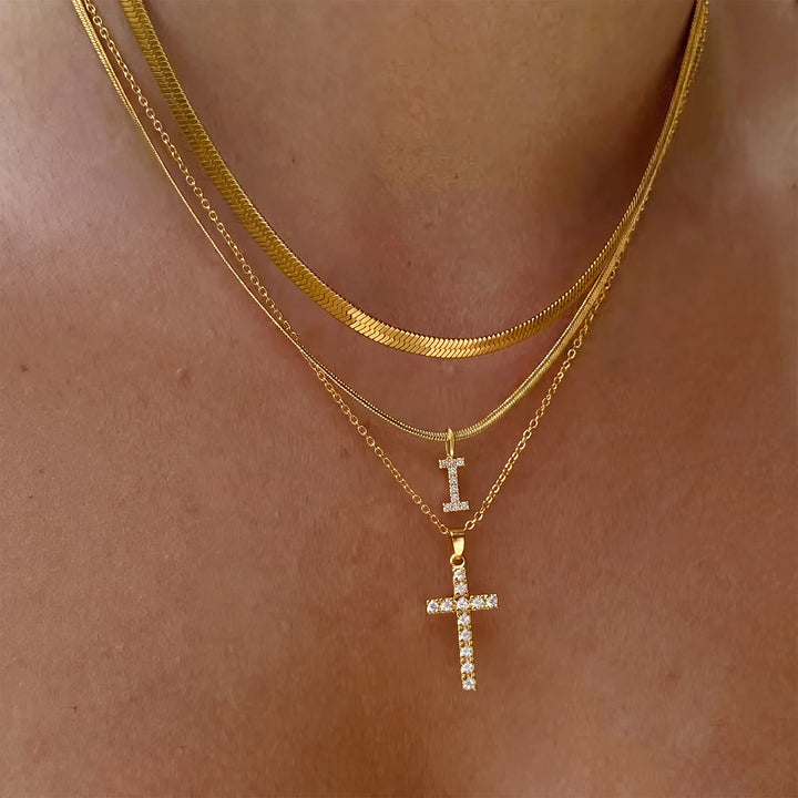 Christianartworkshop Sparkle Crystal Layered Initial Cross Necklace: Token of Personal Heavenly Grace - I - image 10