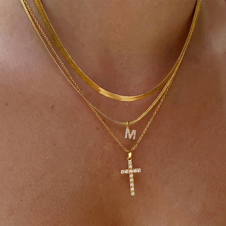 Christianartworkshop Sparkle Crystal Layered Initial Cross Necklace: Token of Personal Heavenly Grace - M - image 14