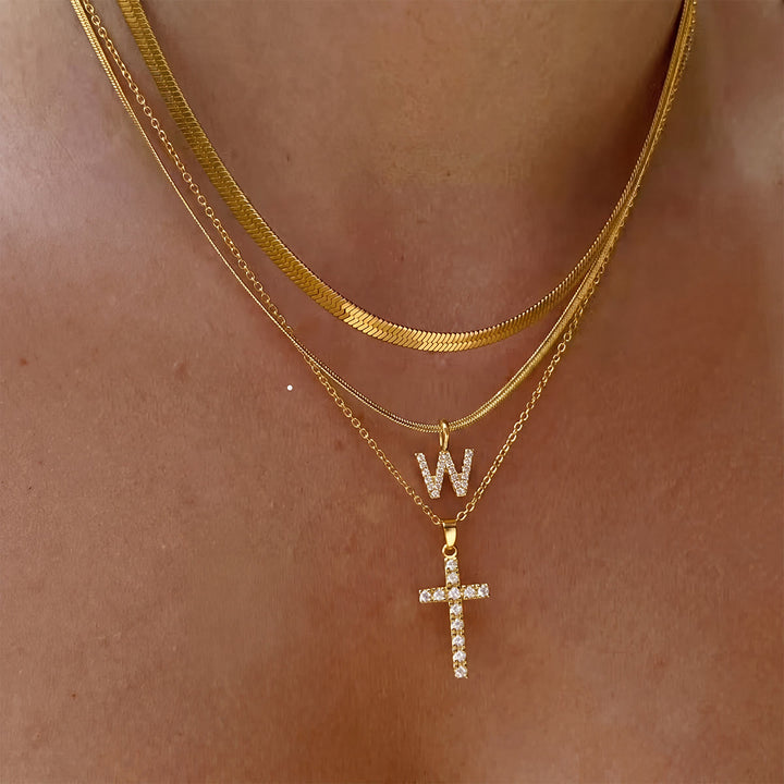 Christianartworkshop Sparkle Crystal Layered Initial Cross Necklace: Token of Personal Heavenly Grace - W - image 24