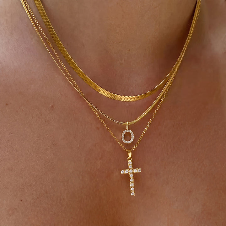 Christianartworkshop Sparkle Crystal Layered Initial Cross Necklace: Token of Personal Heavenly Grace - O - image 16
