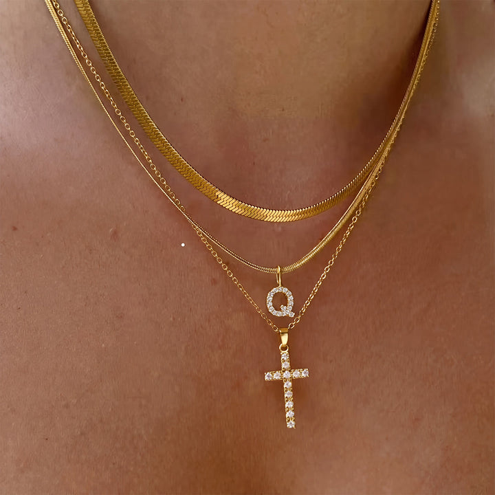 Christianartworkshop Sparkle Crystal Layered Initial Cross Necklace: Token of Personal Heavenly Grace - Q - image 18