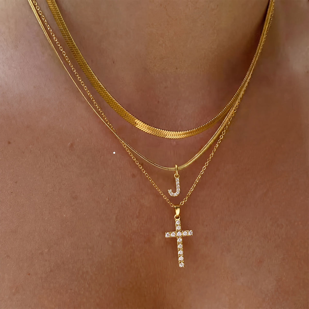 Christianartworkshop Sparkle Crystal Layered Initial Cross Necklace: Token of Personal Heavenly Grace - J - image 11