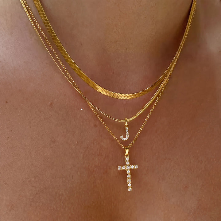 Christianartworkshop Sparkle Crystal Layered Initial Cross Necklace: Token of Personal Heavenly Grace - J - image 11