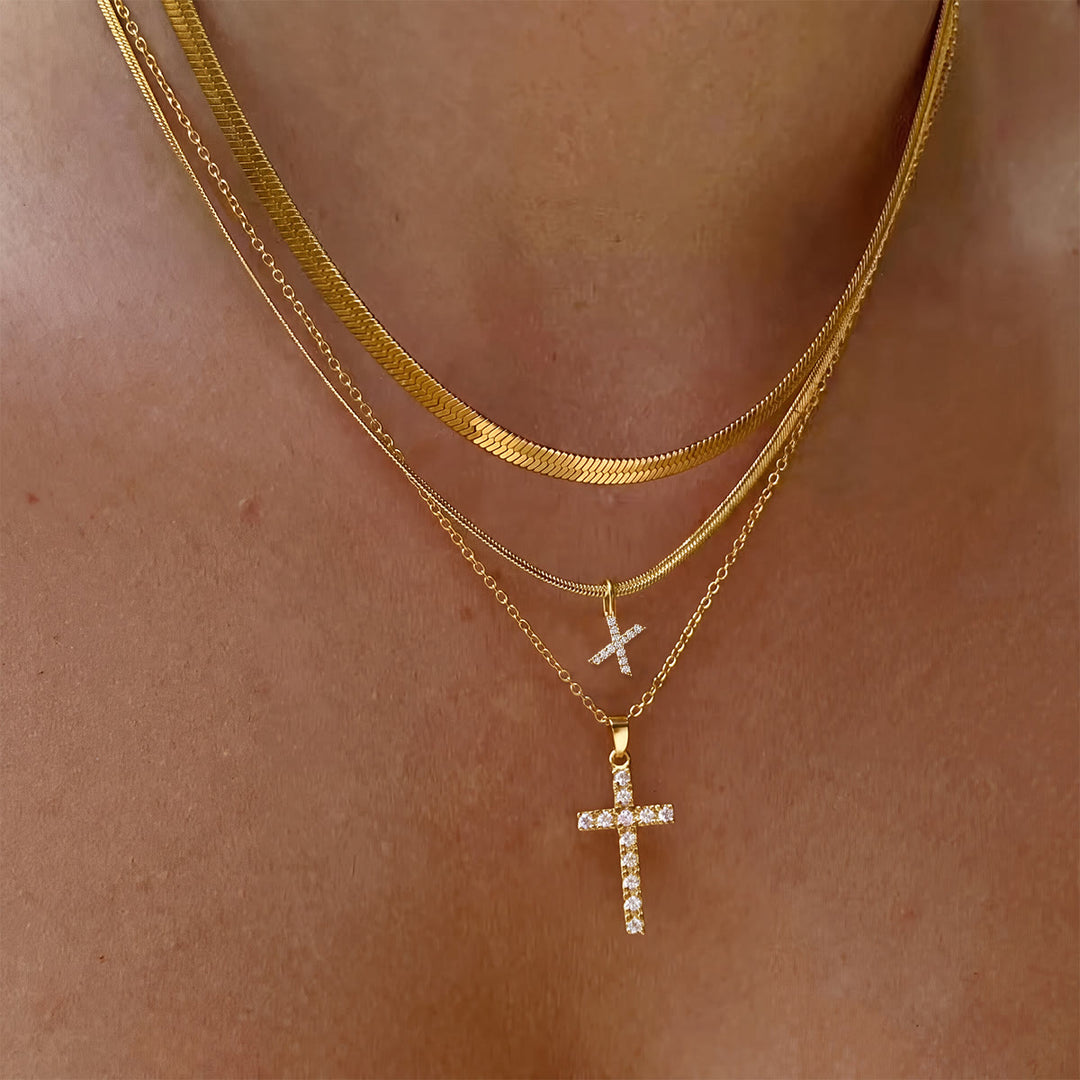 Christianartworkshop Sparkle Crystal Layered Initial Cross Necklace: Token of Personal Heavenly Grace - X - image 25