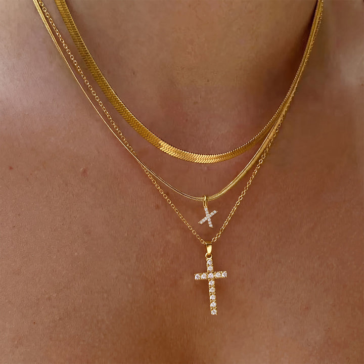 Christianartworkshop Sparkle Crystal Layered Initial Cross Necklace: Token of Personal Heavenly Grace - X - image 25