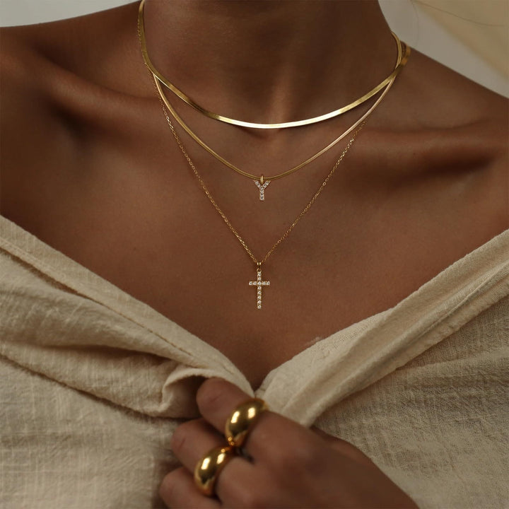 Christianartworkshop Sparkle Crystal Layered Initial Cross Necklace: Token of Personal Heavenly Grace - image 2