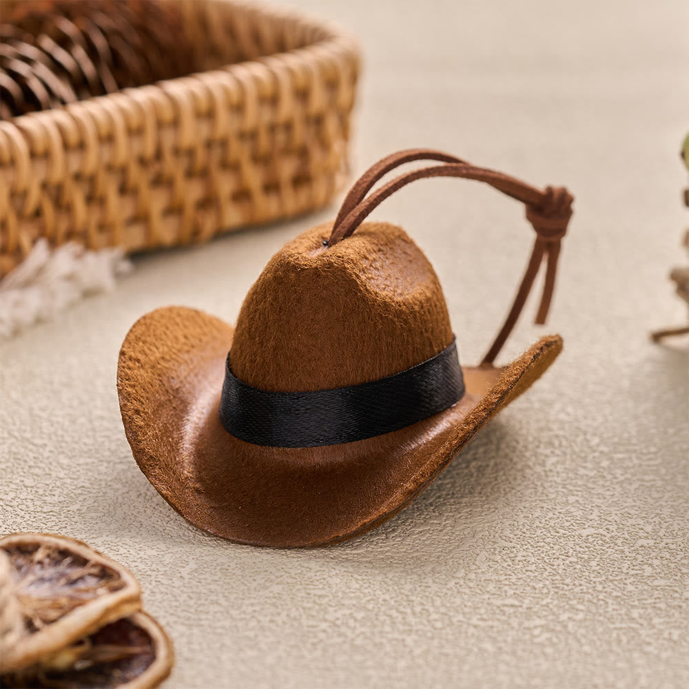 Christianartworkshop Mini Cowboy Hat Praying Hands Cross Car Pendant: Symbol of Peaceful Traveling Grace - Brown - image 6
