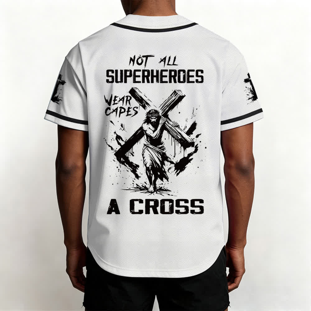 Christianartworkshop Not All Superheroes Wear Capes A Cross Unisex Baseball Jersey - image 5