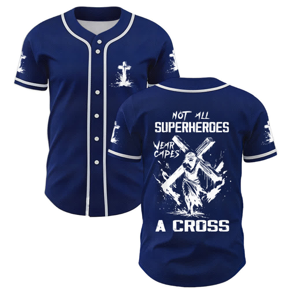 Christianartworkshop Not All Superheroes Wear Capes A Cross Unisex Baseball Jersey - Navy Blue - 5XL - image 35