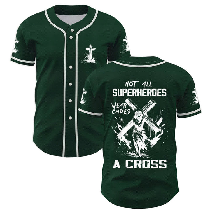 Christianartworkshop Not All Superheroes Wear Capes A Cross Unisex Baseball Jersey - Green - 5XL - image 42