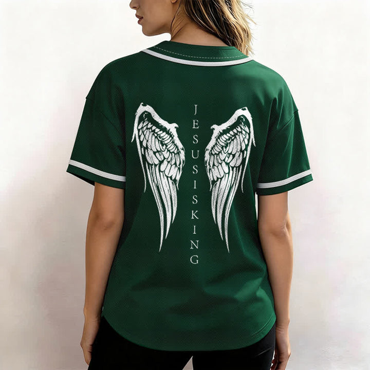 Christianartworkshop Jesus Is King Angel Wings Cross Faith Statement Custom Baseball Jersey - image 54