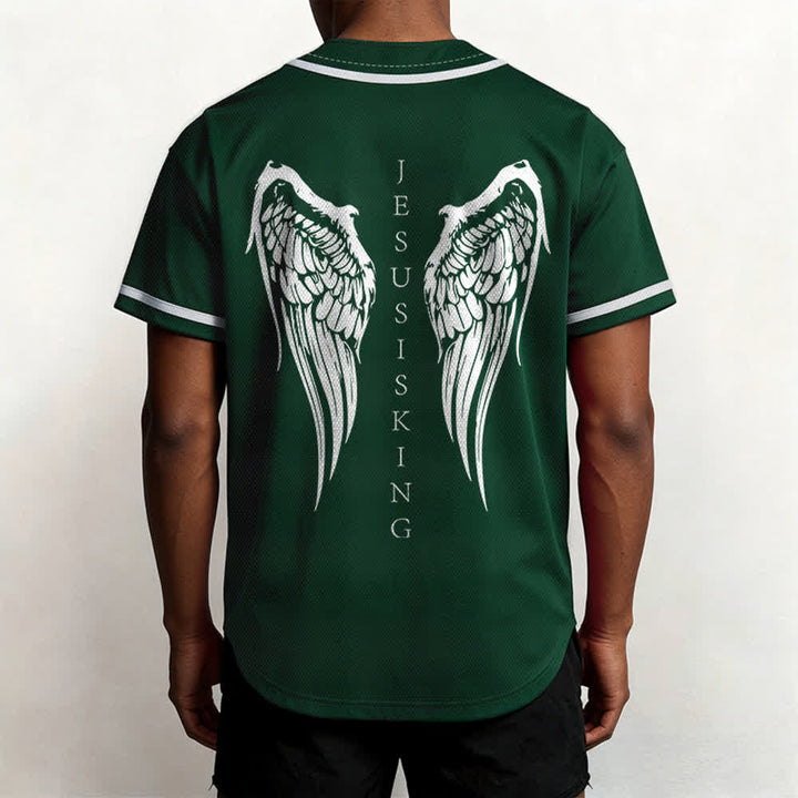 Christianartworkshop Jesus Is King Angel Wings Cross Faith Statement Custom Baseball Jersey - image 52